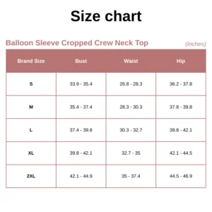 Balloon Sleeve Cropped Crew Neck Top