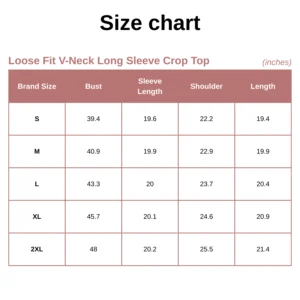 Loose Fit V-Neck Long Sleeve Crop Top