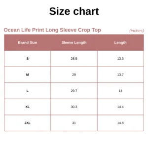 Ocean Life Print Long Sleeve Crop Top
