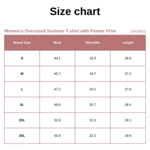 Women's Oversized Summer T-shirt with Flower Print