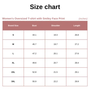 Women's Oversized T-shirt with Smiley Face Print