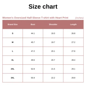 Women's Oversized Half-Sleeve T-shirt with Heart Print