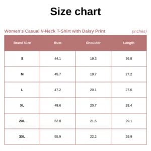Women's Casual V-Neck T-Shirt with Daisy Print