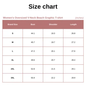 Women's Oversized V-Neck Beach Graphic T-shirt