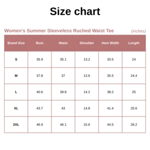 Women's Summer Sleeveless Ruched Waist Tee