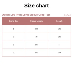 Ocean Life Print Long Sleeve Crop Top