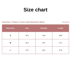 Summer V-Neck T-shirt with Butterfly Motif