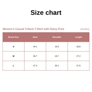 Women's Casual V-Neck T-Shirt with Daisy Print