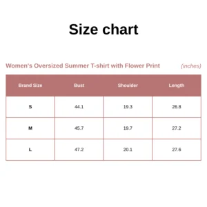Women's Oversized Summer T-shirt with Flower Print