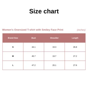 Women's Oversized T-shirt with Smiley Face Print