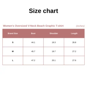 Women's Oversized V-Neck Beach Graphic T-shirt