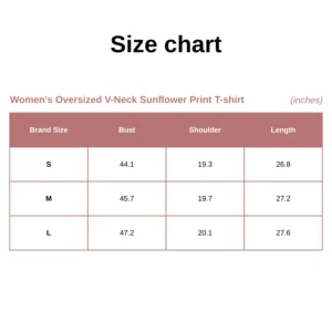 Women's Oversized V-Neck Sunflower Print T-shirt