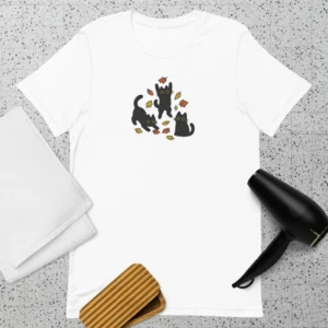 100% Cotton Tshirt Cat Lover T Shirt Autumn Cat Lover Gift T-shirt Cat Leaves Shirt Cute Shirt Autumn Cozy Shirt