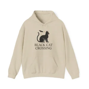 Black Cat Crossing Hoodie Unisex Halloween Hoodie 2D Printed Cat Lover Gift