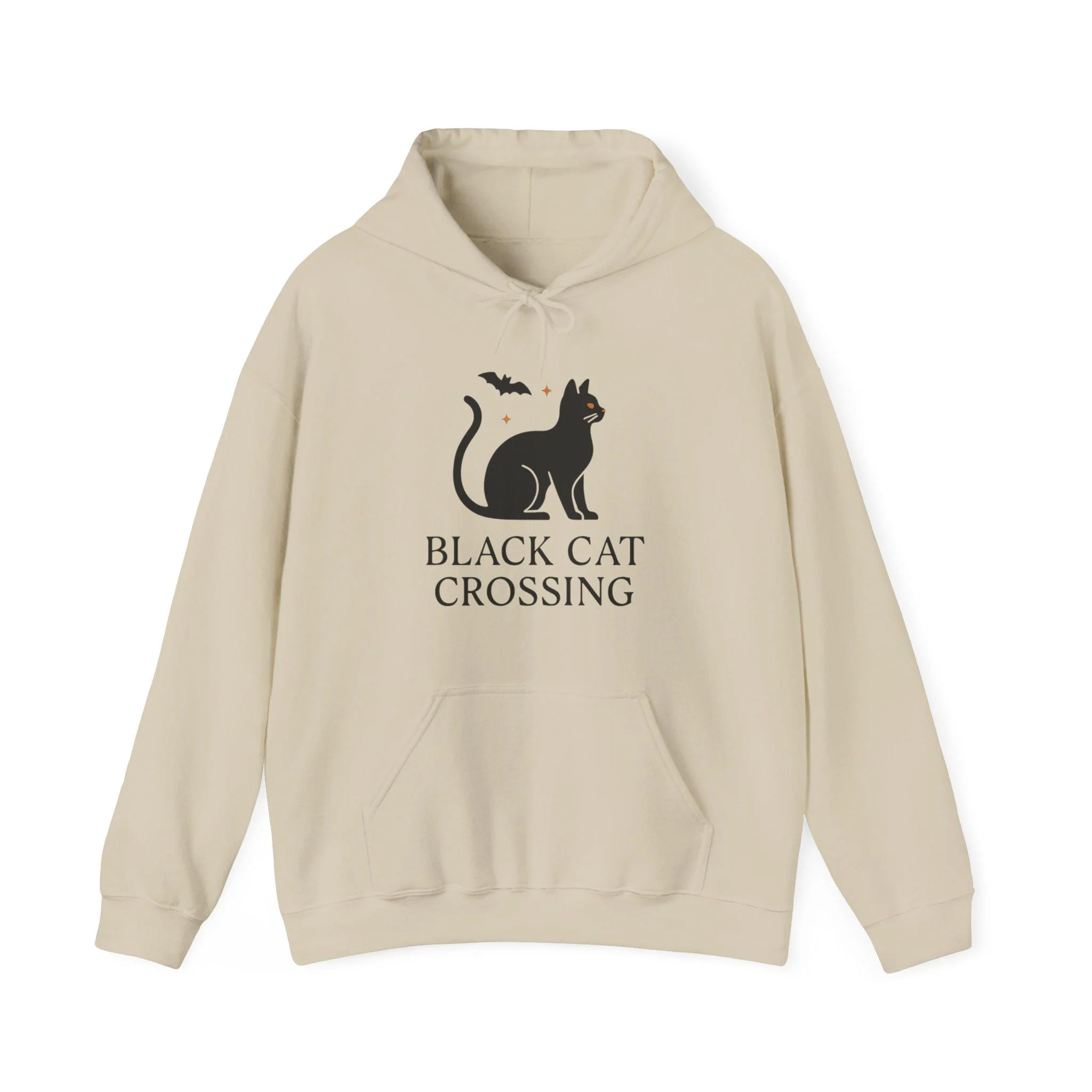 Black Cat Crossing Hoodie Unisex Halloween Hoodie 2D Printed Cat Lover Gift Black Cat Crossing Hoodie Unisex Halloween Hoodie 2D Printed Cat Lover Gift