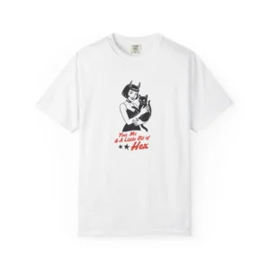 Cute Cat and Witch T-Shirt Gift for Cat Lovers Halloween Tee Fun Graphic Top Everyday Casual Wear Witchy Vibes