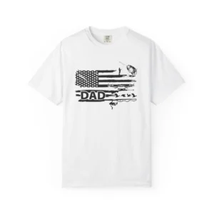 Dad Flag Fishing Unisex T-shirt Patriotic Tee Fisherman Gift Shirt American Flag Apparel Fishing Lover Clothing