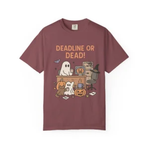 Deadline or Dead! Funny Unisex T-Shirt Halloween Tee Ghost Humor Shirt Perfect for Writers Creatives