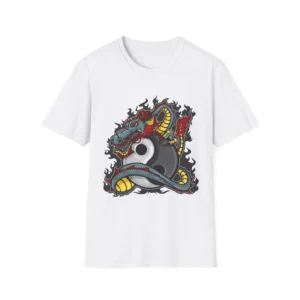 Dragon Yin Yang T-Shirt Asian Taoism Symbol Unisex Cotton Tee