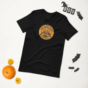 Eat Sleep Game Repeat Gamer Pumpkin Halloween Geek Gift Gift Halloween Gaming Video Games Unisex T-Shirt