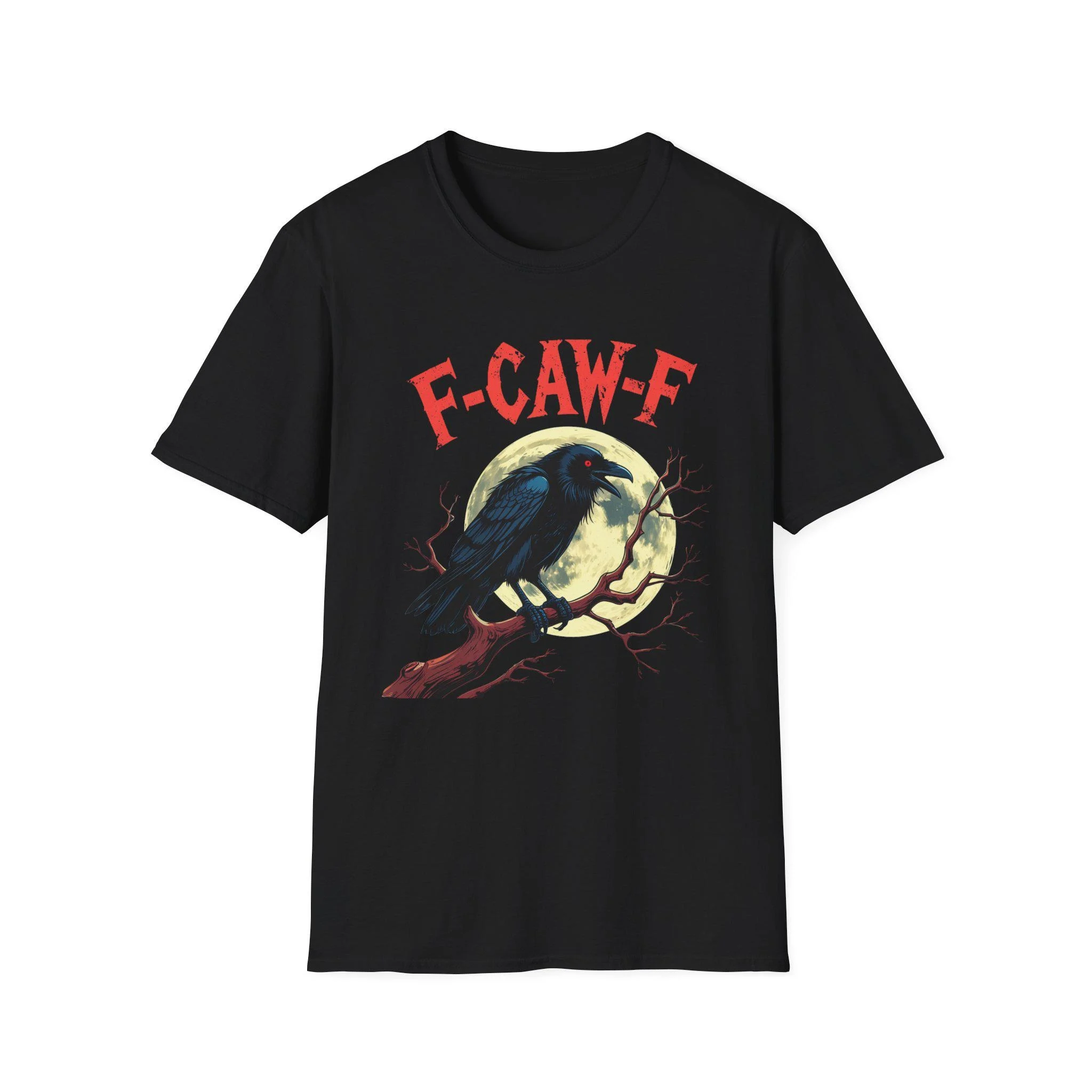 F-Caw-F Crow Graphic Unisex Softstyle T-Shirt Halloween Tee Casual Wear Bird Lover Gift Unique Graphic Tee F-Caw-F Crow Graphic Unisex Softstyle T-Shirt Halloween Tee Casual Wear Bird Lover Gift Unique Graphic Tee