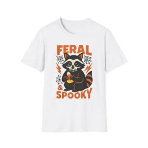 Feral Girl Fall Raccoon Halloween Pumpkin Raccoon Autumn T-Shirt Unisex Graphic Tee Halloween Apparel Cute Raccoon Shirt Fall Fashion
