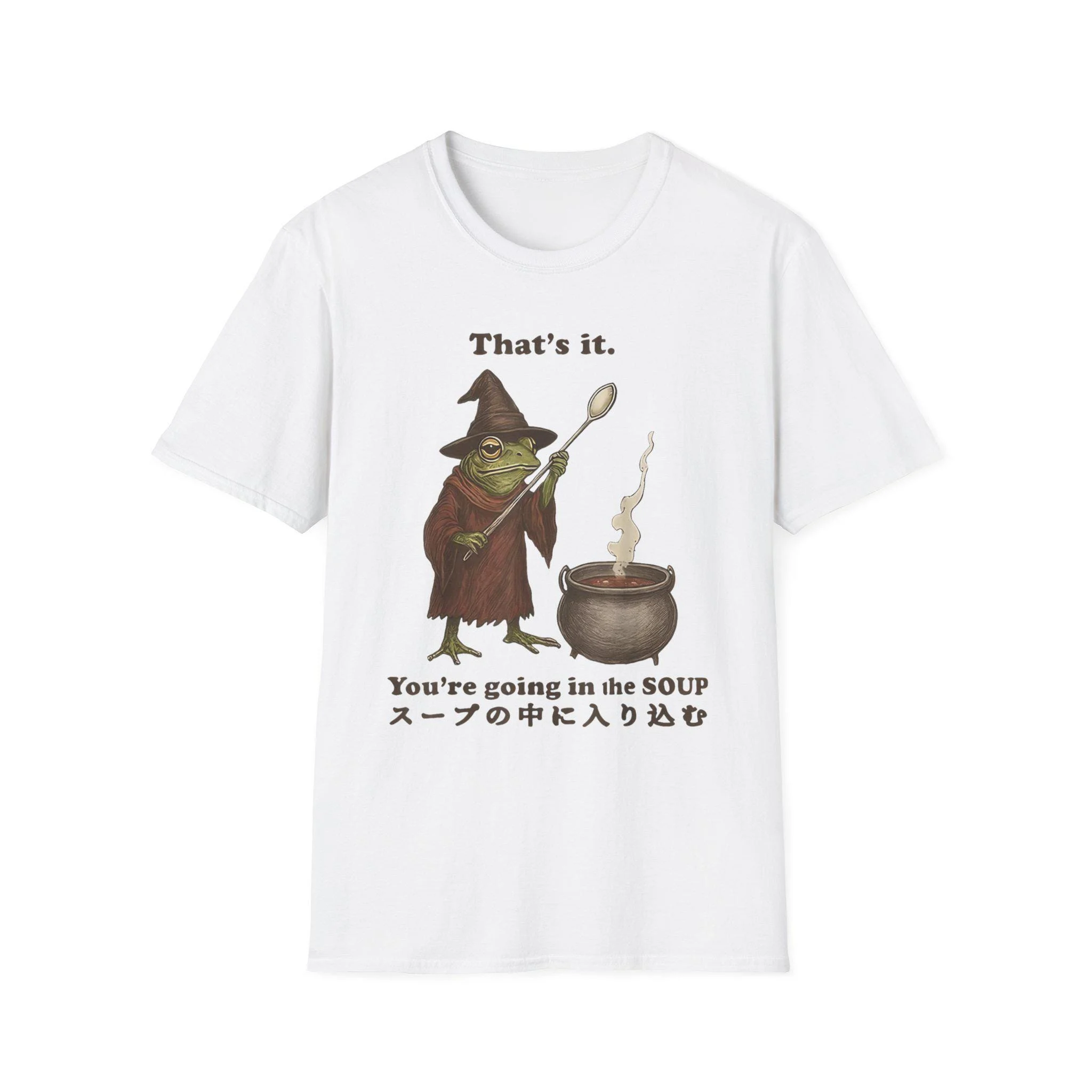 Funny Frog Soup Washed That's It You're Going in The Soup T-Shirt Unisex Graphic Tee Halloween Apparel Quirky Gift Witch Design Funny Frog Soup Washed That's It You're Going in The Soup T-Shirt Unisex Graphic Tee Halloween Apparel Quirky Gift Witch Design