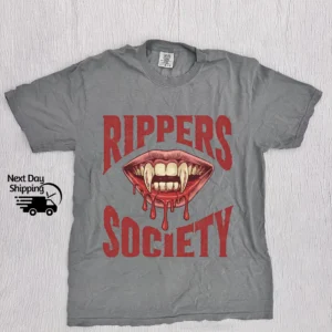 Horror Rippers Society 90s Halloween Shirt Vintage Halloween T-Shirt Retro Washed Distressed Tee Trendy Teenager Halloween Gift